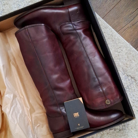 Frye Shoes - NWT Frye Melissa Button 2 Tall Redwood 100% Leather Boot, Women's Size 10M